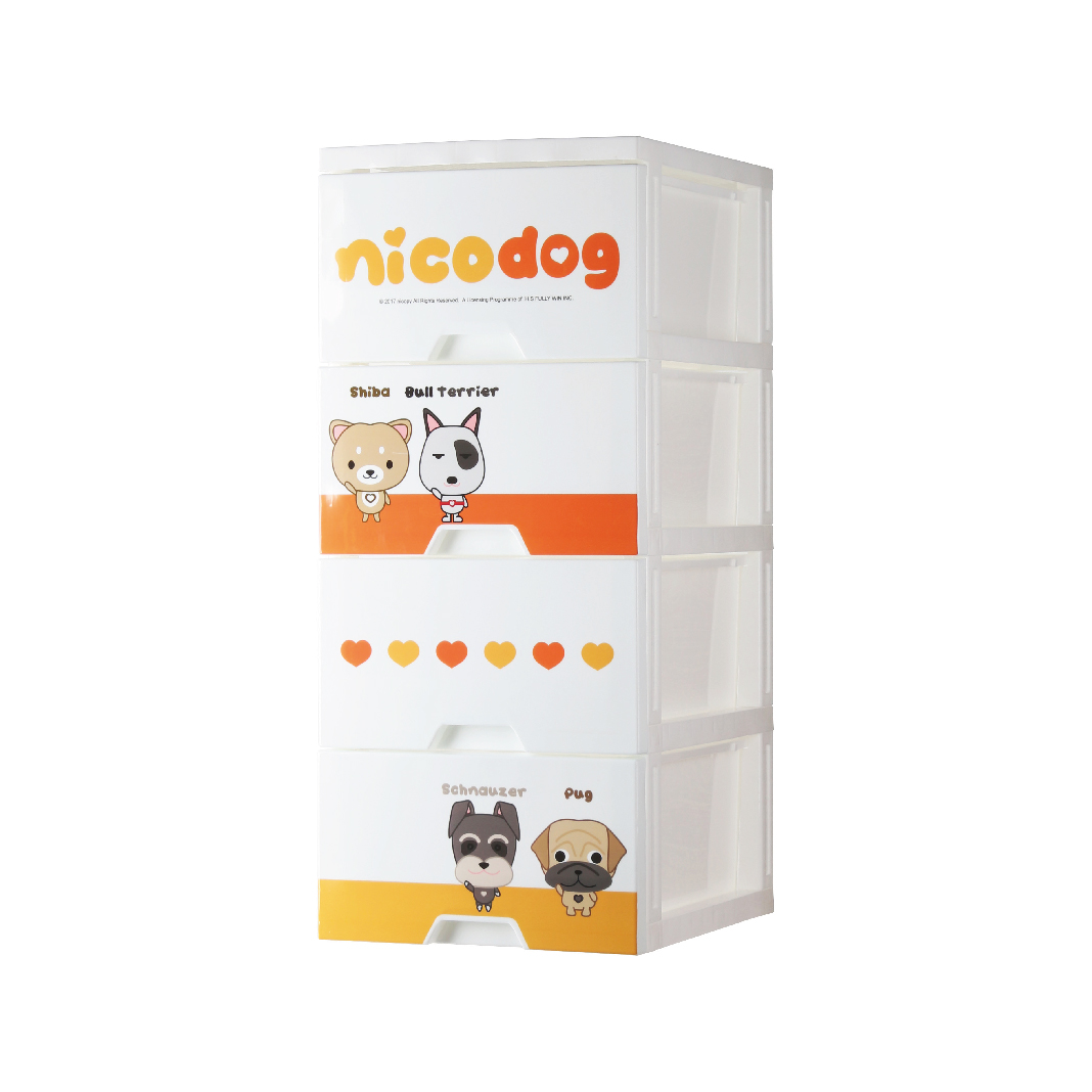 nicodog萌萌狗收納櫃四層-無輪